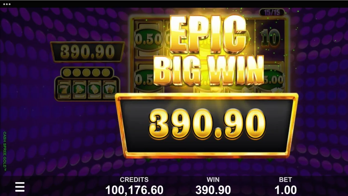 Tampilan visual mewah dari slot Cash Spree Gold dengan simbol emas dan permata